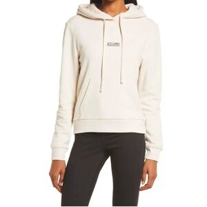All Saints Ryder Logo Hoodie Sweatshirt in Ivory Beige Cream